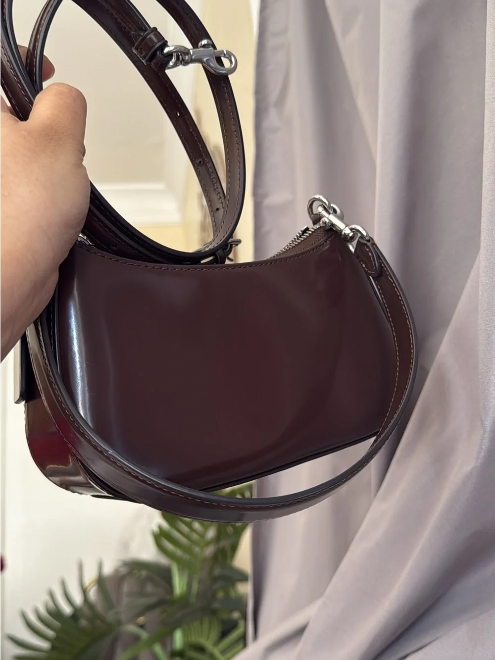 Coach Terri mini Leather Shoulder Bag - Dark Brown - Picture 8 of 9